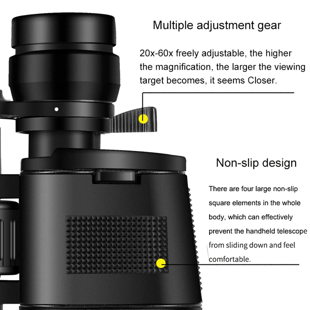 BORWOLF 20-60X70 Binoculars Telescope HD  Bak4 Prism Professional Zoom Powerful for Hunting Bird Watching
