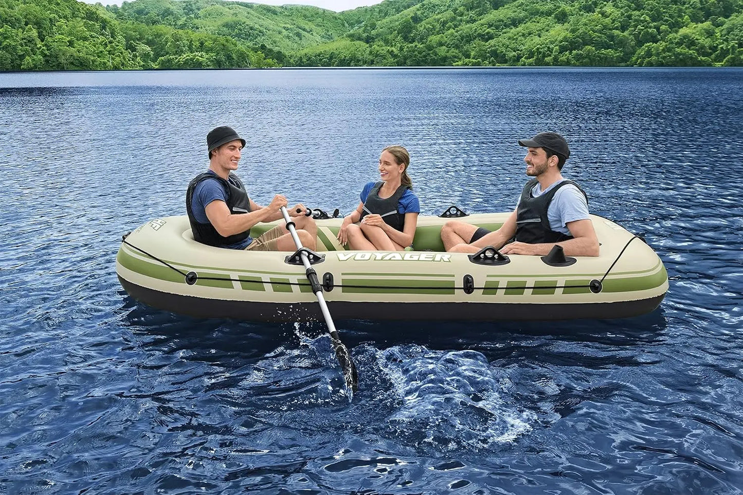 Inflatable Raft Set for 3 Adults, 9.8ft, Heavy-Duty PVC, Includes Oars & Carry Bag