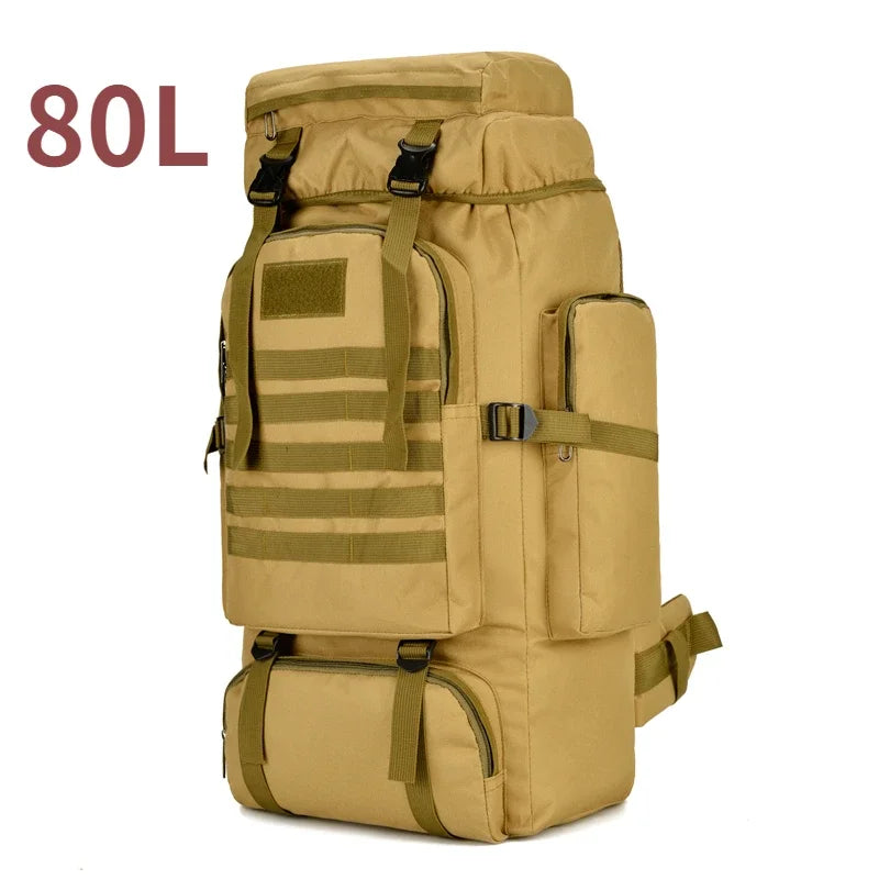 80L Mountaineering Bag Climb Bag Tactical Backpacks Large Backpack Outdoors Hiking Camping Travel Bags