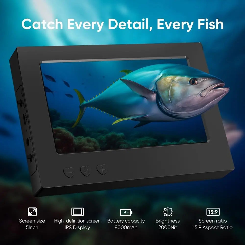 5 1000TVL Waterproof Fish Finder Camera with Wide-Angle Lens and Infrared Night Vision for Ice, River, and Boat Fishing - 65ft C