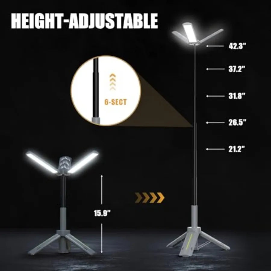 40" Telescopic Camping Lights with Stand, 8000mAh Rechargeable LED Work Light and Camp Lantern, 1000LM Portable Tripod Lamp, 20