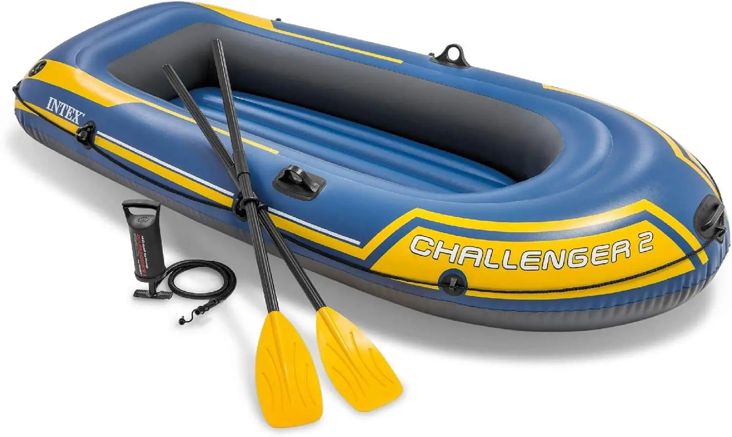 2-Person Inflatable Boat Set: Includes Oars & High-Output Pump, 300lb Capacity
