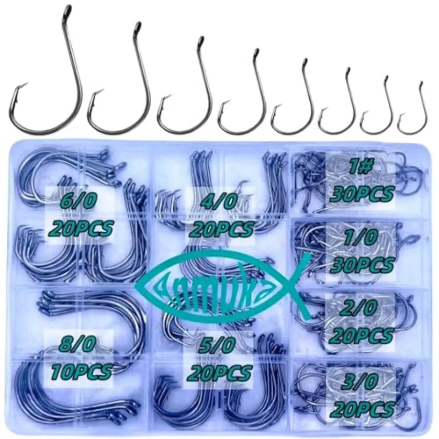 Circle Hooks Fishing Hooks 2X Strong 170PCS/Box 220PCS/Box Octopus Catfish Fish Bulk Fishing Hooks Set Saltwater Freshwater Gea