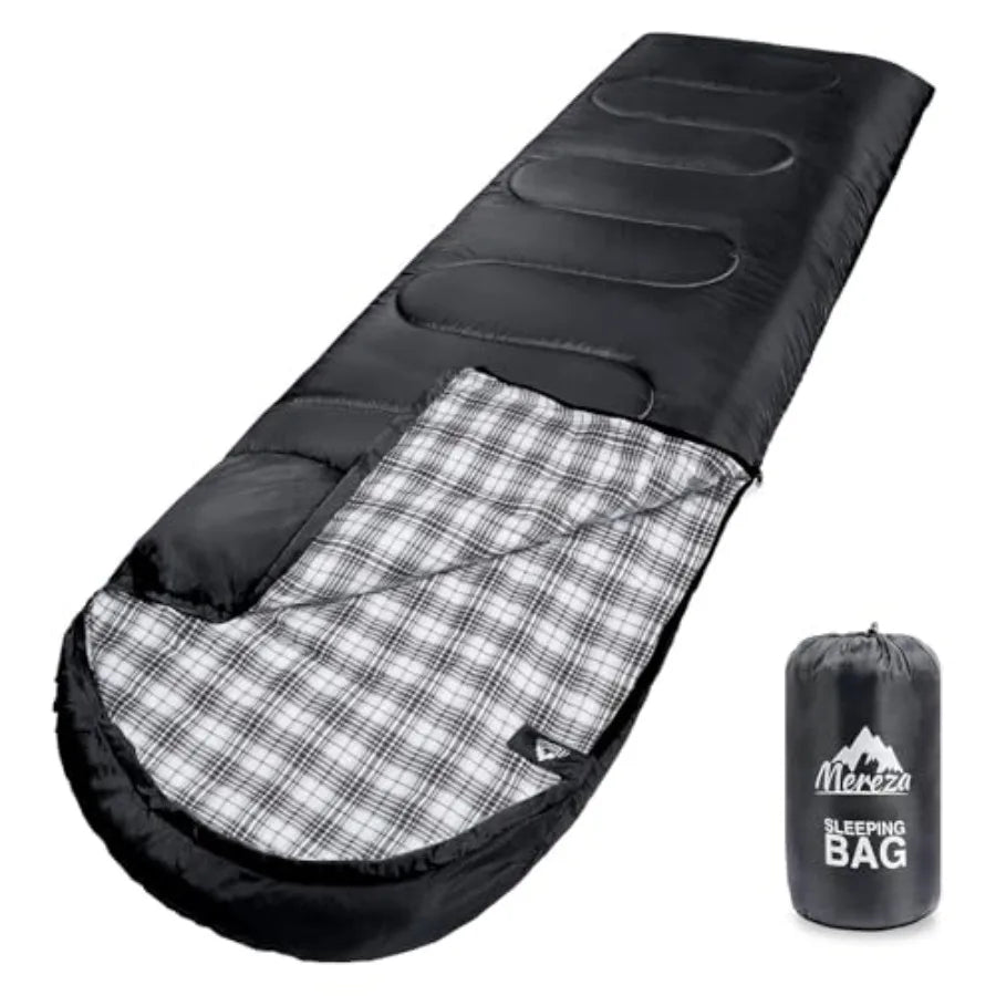 Flannel Sleeping Bag for Adults XL Large Wide Sleeping Bags for Camping Mens Warm Cotton Sleeping Bag 4 Season Warm and Cool We