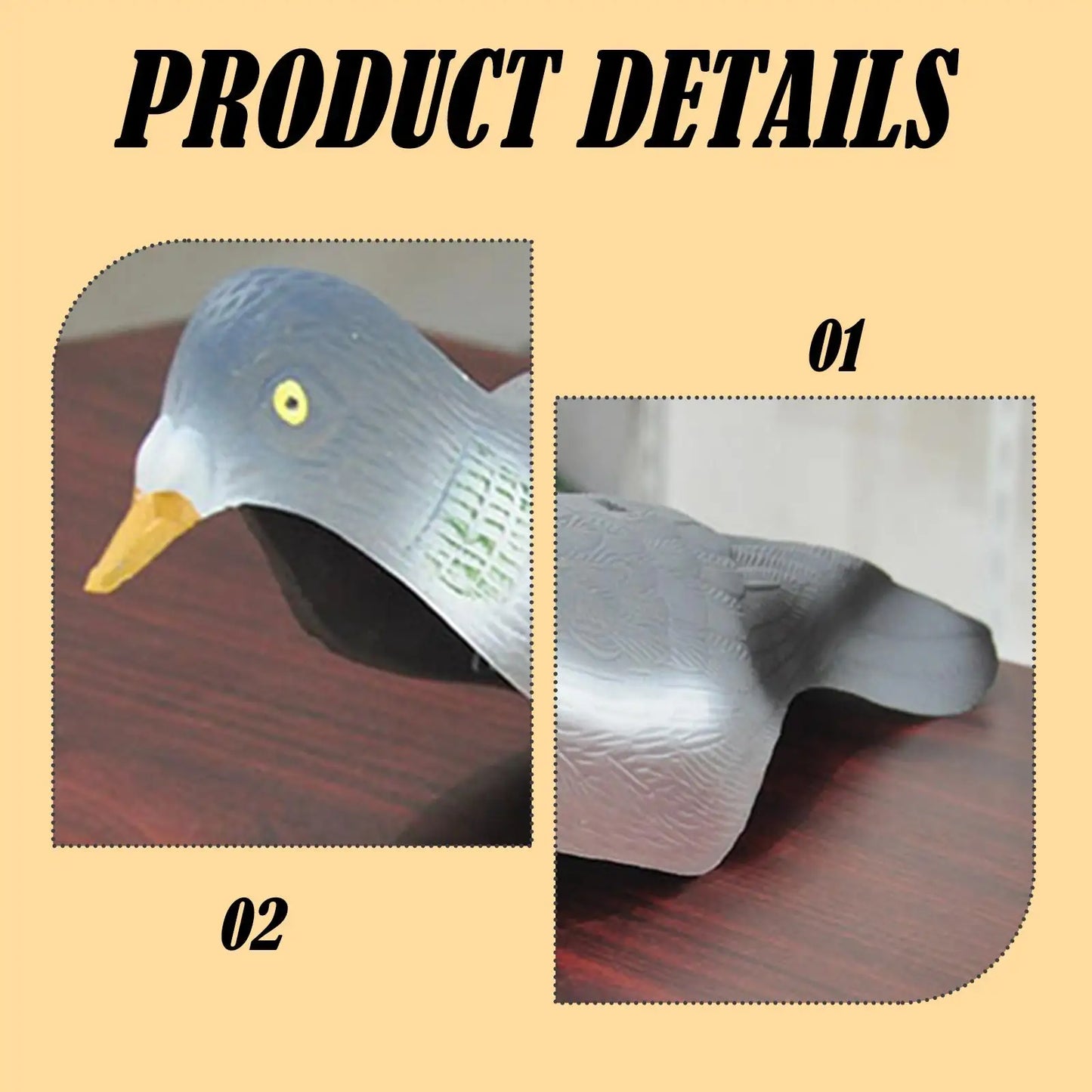 Outdoor Doves Decoy Realistic Pigeon Hunting Model Bird Scare Away Decor Multifunction for Yard Garden
