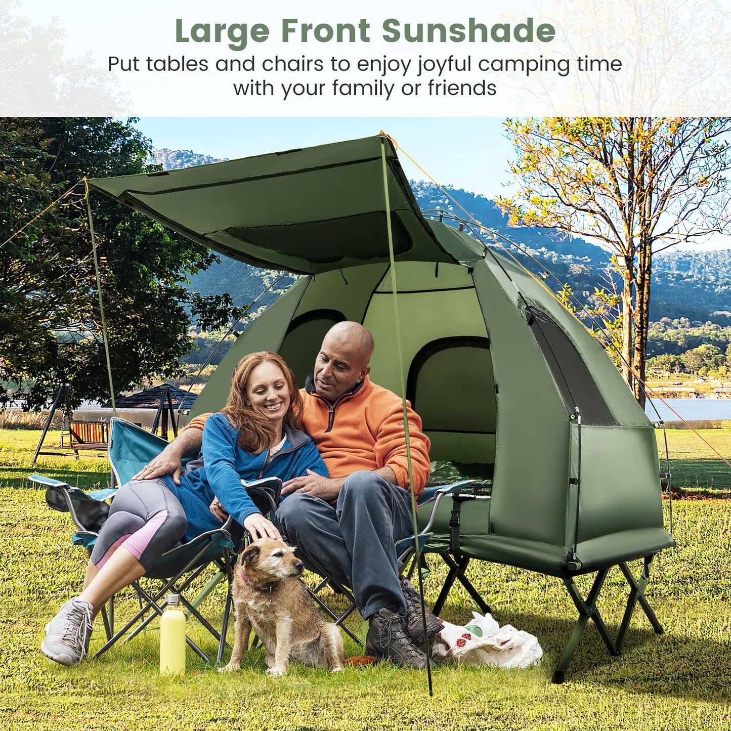 2-Person Compact Portable Tent/Camping Cot w/ Air Mattress & Sleeping Bag