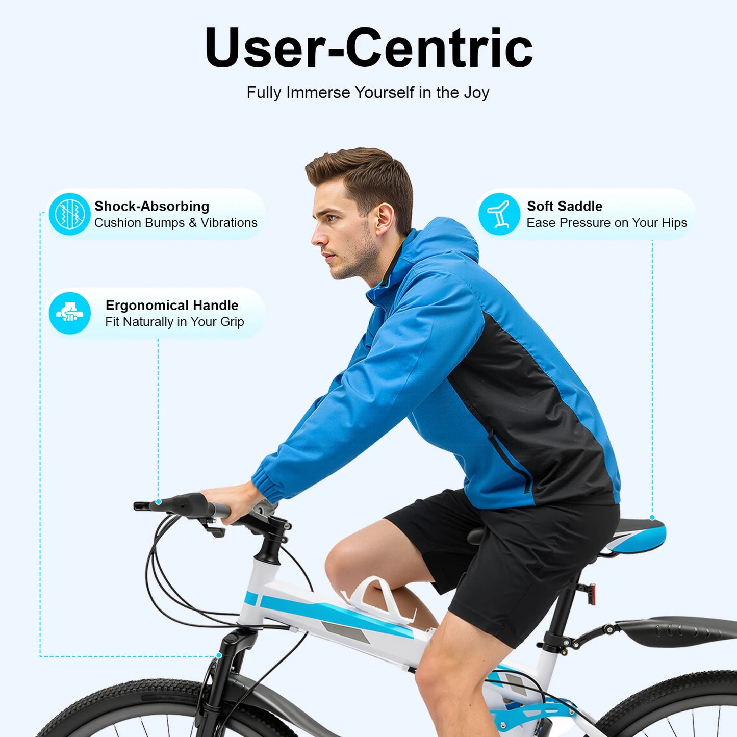 26 Inch Mountain Bike 21-Speed Foldable Carbon Steel Bike with Dual Disc Brake System for Adults Daily Commuting Fitness, Seat Height Adjustable/Anti-slip Pedals/Shock-Absorbing System
