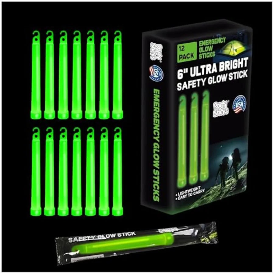 Emergency Glow Sticks - 12 Ultra Bright Individually Wrapped Military Grade Chem Lights - 12 Hour Bulk Tactical Light Sticks fo