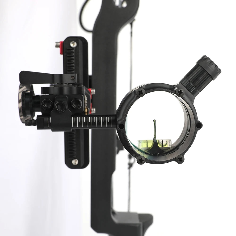1pc 4/6/8x Lens Compound Bow Single Pin Sight Carbon Fiber Rod Adjustable for Bow Outdoor Hunting Shooting Bow Aiming Tool