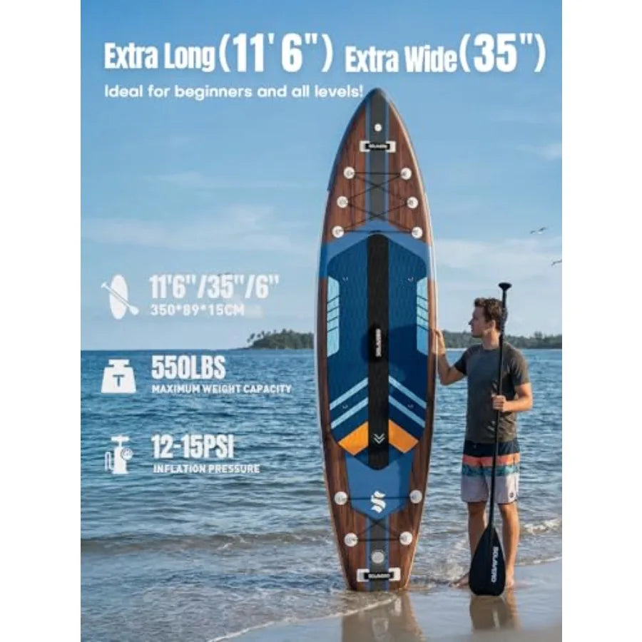 Inflatable Stand Up Paddle Board for adults and youth PVC material blue wide stable anti-slip EVA deck with premium SUP accesso