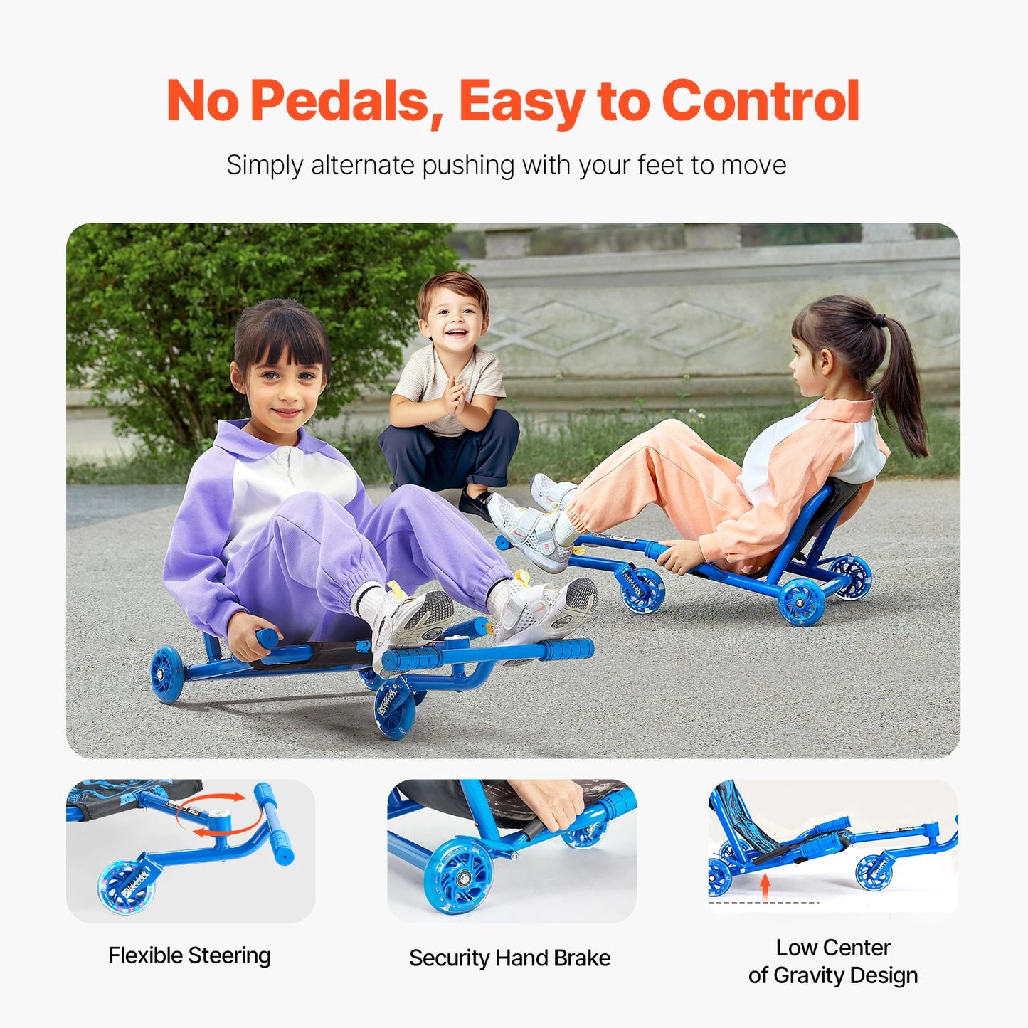 132/198lbs Ride on Scooter Swing Side-to-Side Powered by Zig-Zag Motion Sports Games Drifting Toys for Children Gifts