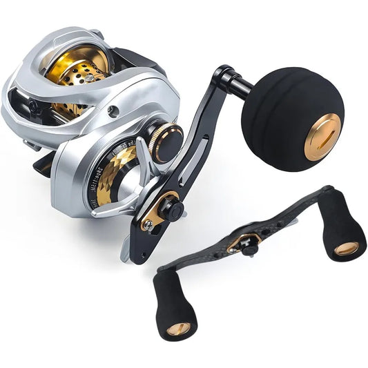 Baitcasting Fishing Reel with 35lbs Max Drag and Carbon Fiber Construction for Enhanced Durability featuring 9+1BB Bearings CNC