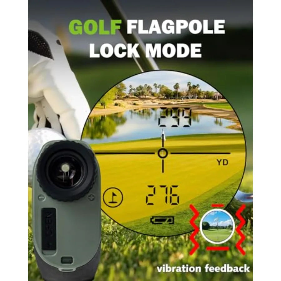Golf Hunting Laser Rangefinder 1300 Yards 6X Magnification Flag Lock Vibration IPX4 Waterproof USB-C Rechargeable Black