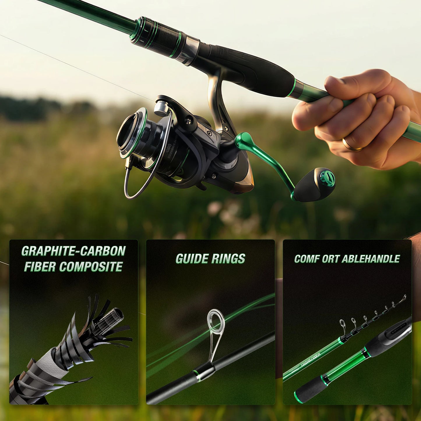 Graphite Telescopic Fishing Rod & Reel Combo: Portable Folding Design with Storage Bag, Unisex Freshwater Travel Gear, Lightweight Durable Tool, Perfect Gift for Anglers