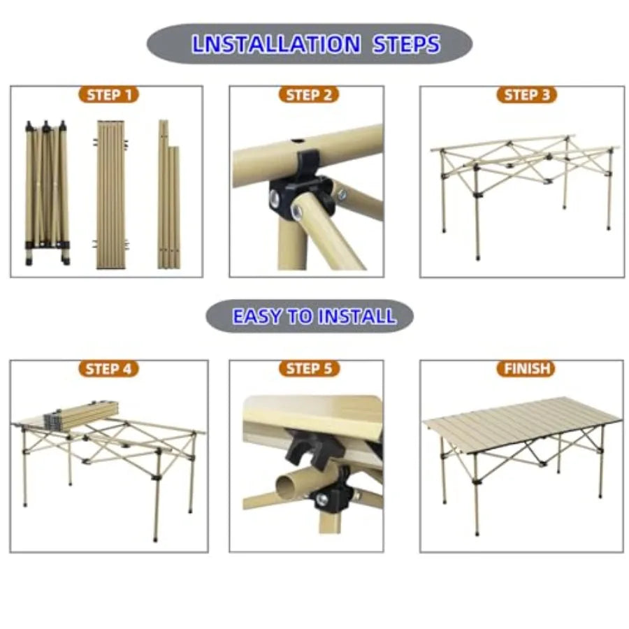 Folding Camping Table, Portable Beach Table, with Portable Bag Suitable for Indoor, Outdoor, Camping, Backyard, Party, Patio, T