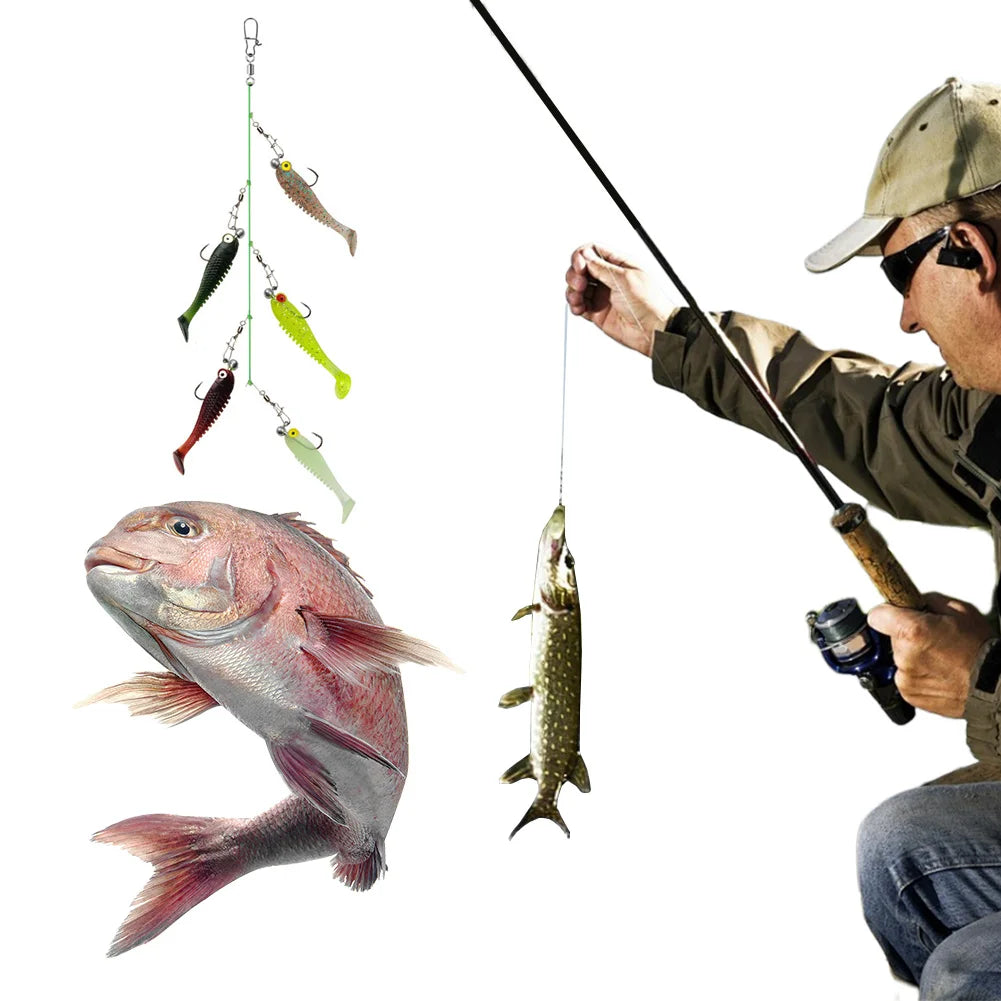 Cluster Soft Lure Pesca Jig Head Artificial Silicone Soft Bait Pesca Bait Fishing Rig for Saltwater
