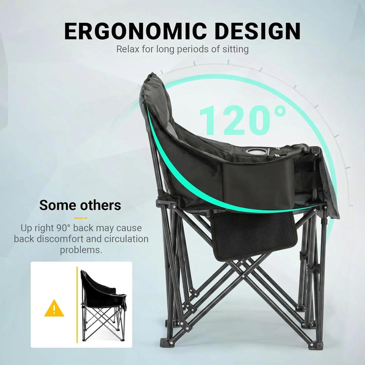 Oversized Double Camping Chair with Cooler Bags, Padded 2 Person Loveseat 850LBS Capacity, Portable Folding for Outdoor Beach Lawn
