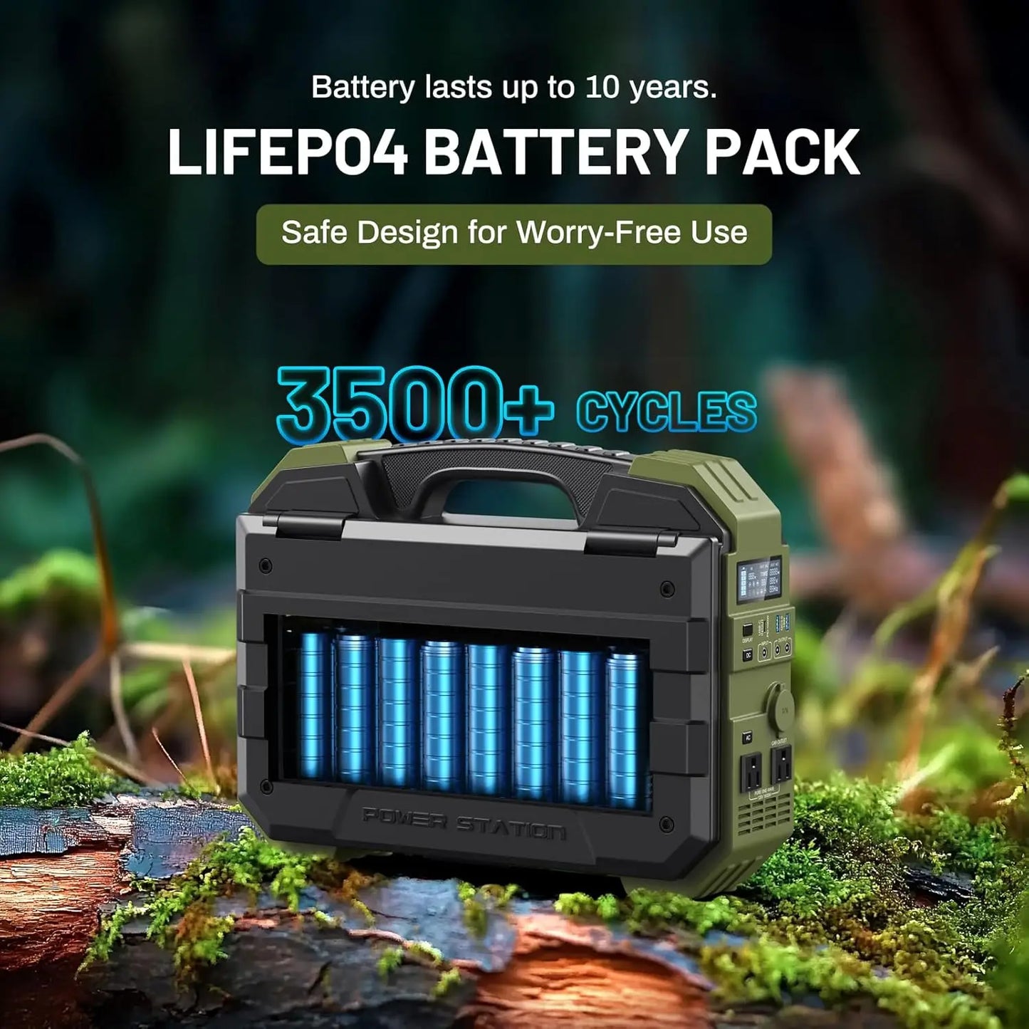 1600W (3200W Peak) Portable Power Station, 1024Wh LiFePO4 Battery With Built-in Solar Panel, 100W USB-C PD, Solar Generator