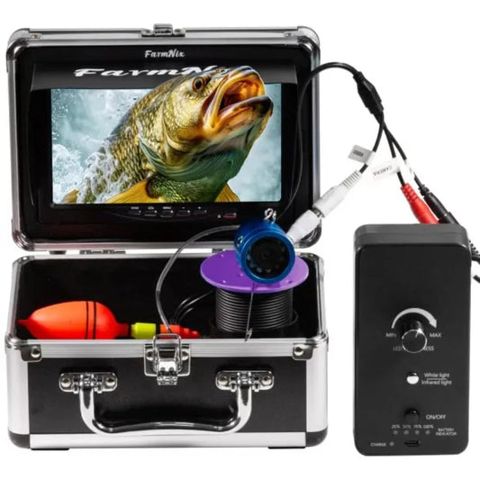 Lake, boat, ice fishing LCD monitor fish finder: 7-inch waterproof display, 1200TVL camera, 12 white + 12 IR LEDs, black housin