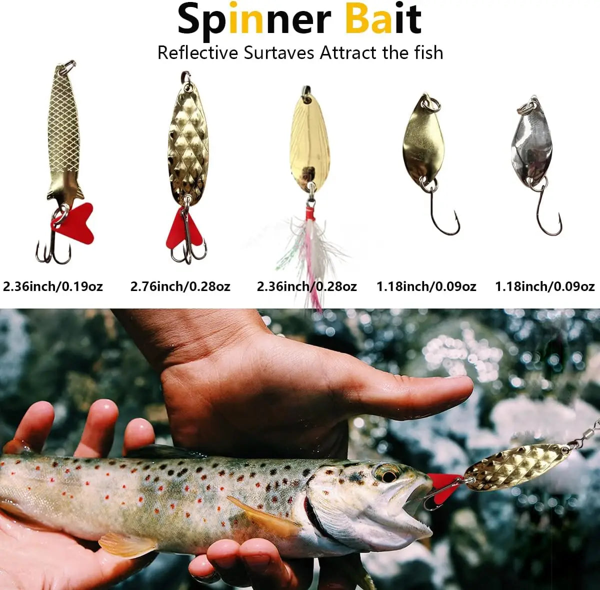 Fishing Lures Kit Set with Tackle Box - Crankbaits, Topwater, Spinnerbaits, Worms, Jigs, Hooks for Bass Trout Fishing Gear