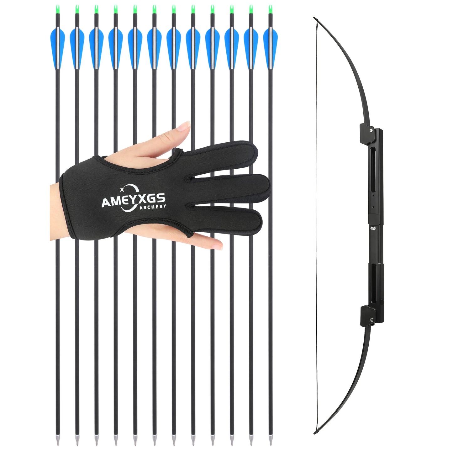 58 Inch Archery Takedown Folding Longbow Lightweight Aluminum Handle 25/35/40/50/60Lbs Left & Right Hand Target Hunting Bow
