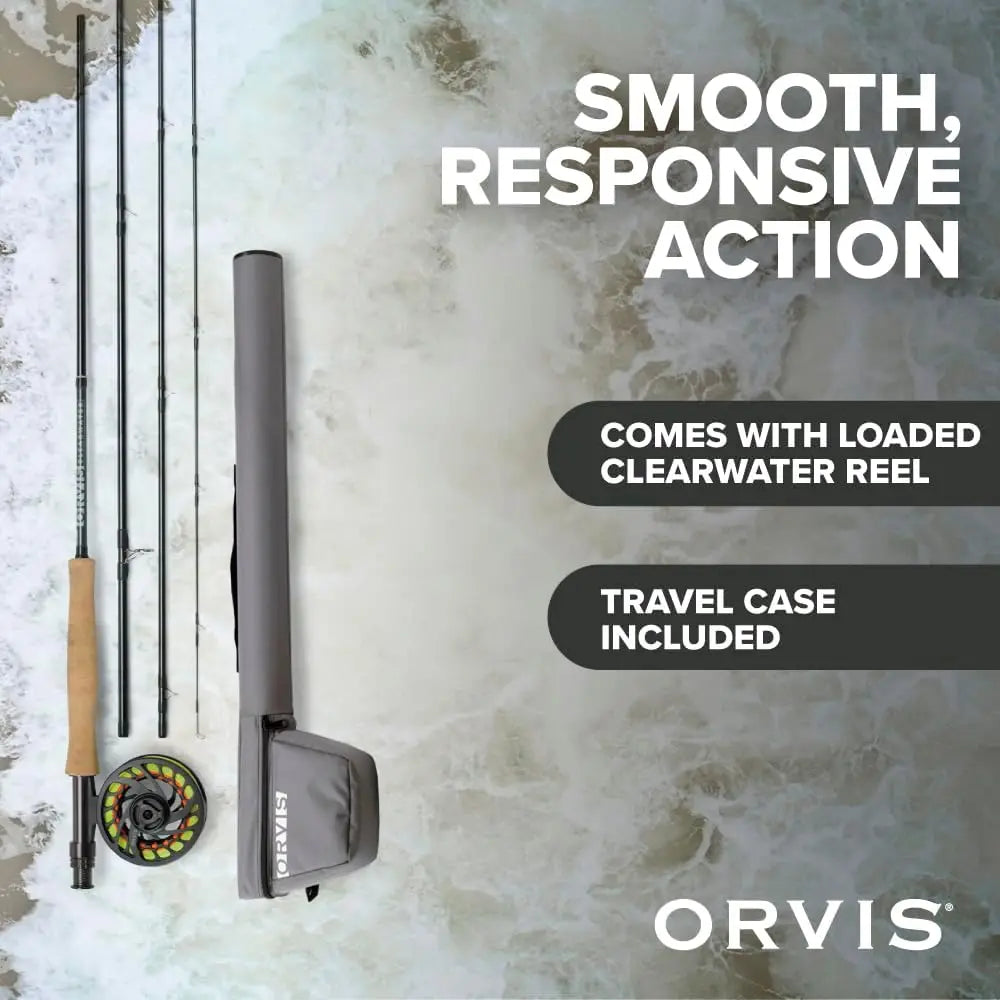 Orvis Clearwater Fly Rod Outfit - Fishing Rod and Reel Combo with Black Chrome Blank, Ceramic Guides, Durable Reel Seat, and Rod Tube