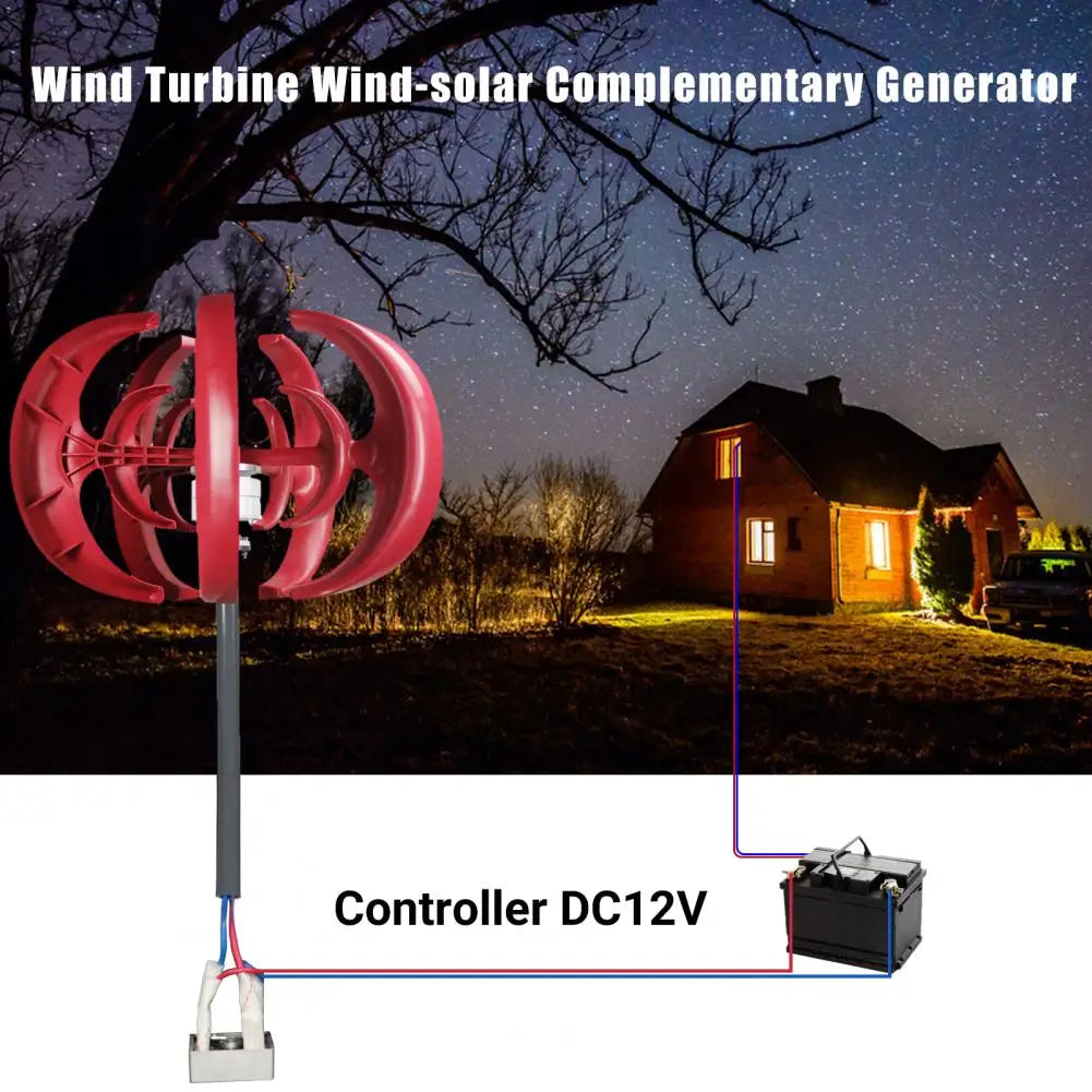 600W Wind Turbines Generator, 5 Blades DC12V Vertical Axis Wind Turbines Generator Kit for Home Hybrids Streetlight Use