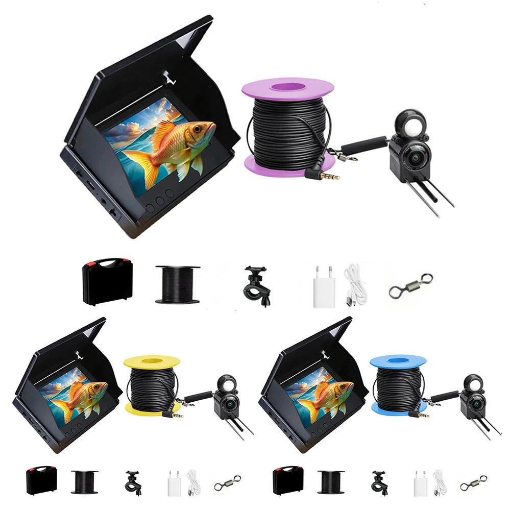 Underwater Fishing Camera 4.3 Inch IPS Monitor Ice Fishing Fish Finder 220° Fish Finder Night Vision Waterproof 15/20/30m Cable