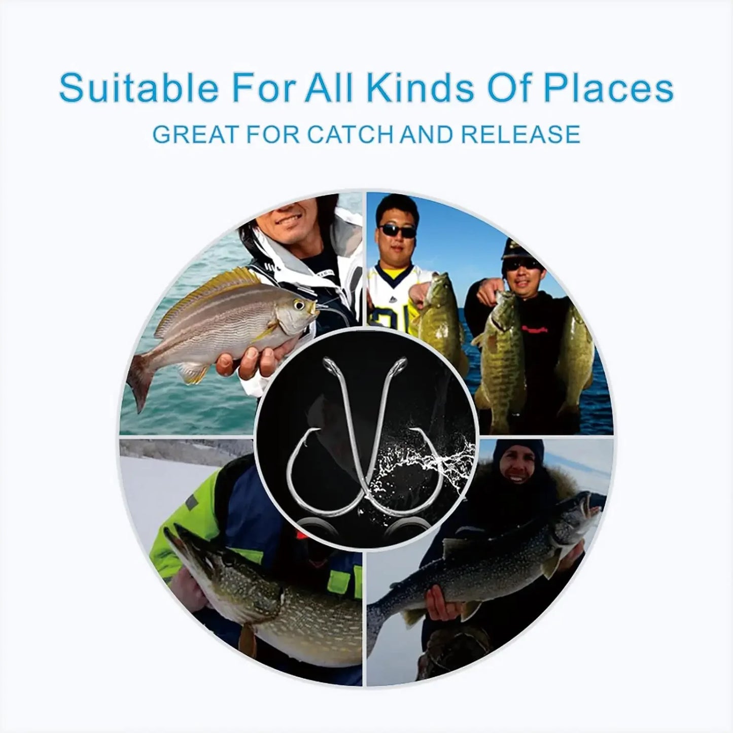 160PCS Circle Hooks for Saltwater Fishing, Sizes 1/0-8/0, High Carbon Steel with Portable Box