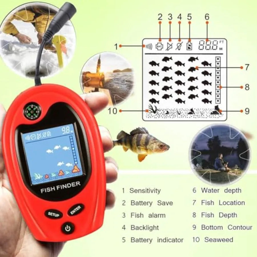 Sonar Portable Fish Finder Transducer Wired Water Depth Finders Boat Kayak Transducer Fish Finder Handheld Fishing Gifts for Me