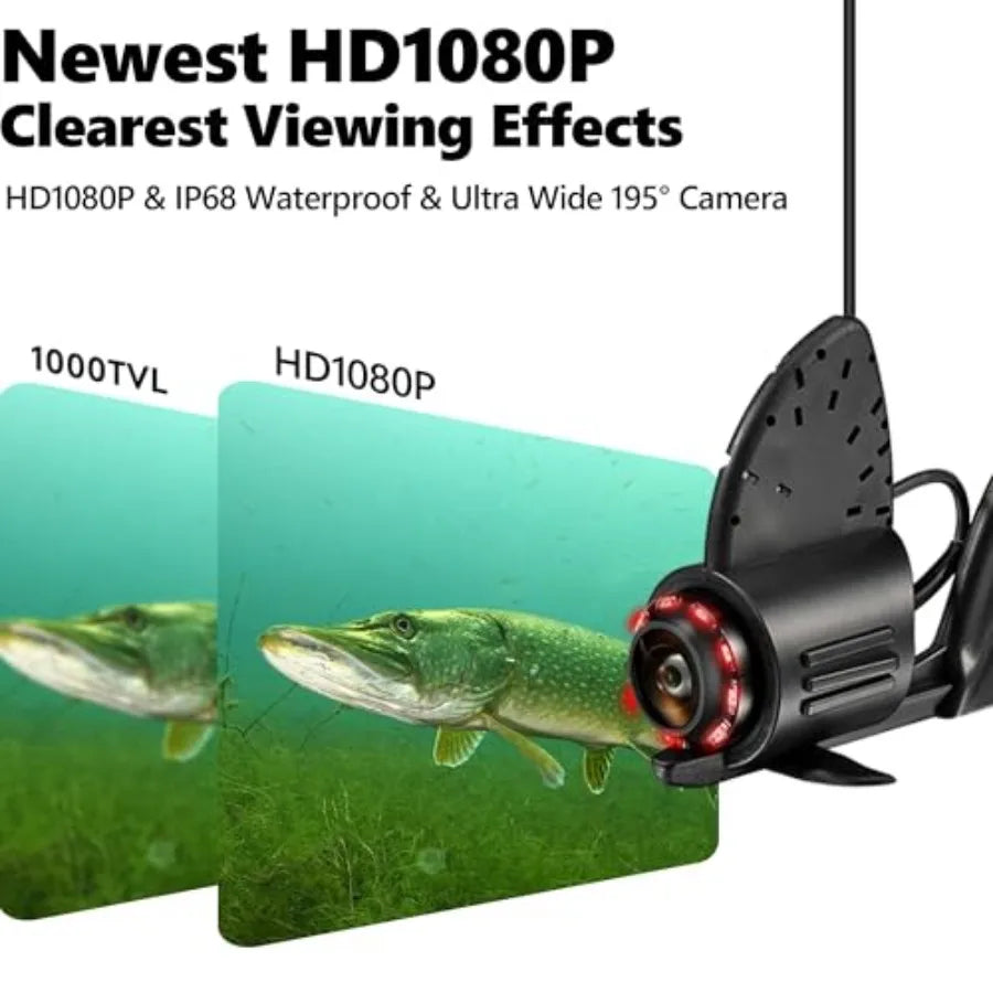 2026 NEW Audio+Video Record HD1080P Ice Fishing Camera w/DVR 32GB, 10000mAh, 5'' OLED, IR, Portable Underwater Fish Finder for