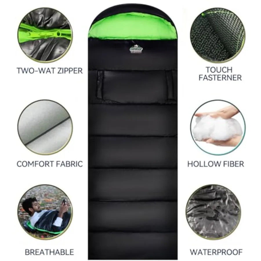 4 Season Adults and Sleeping Bag - Warm Waterproof and Lightweight - Great for Camping Backpacking and Hiking