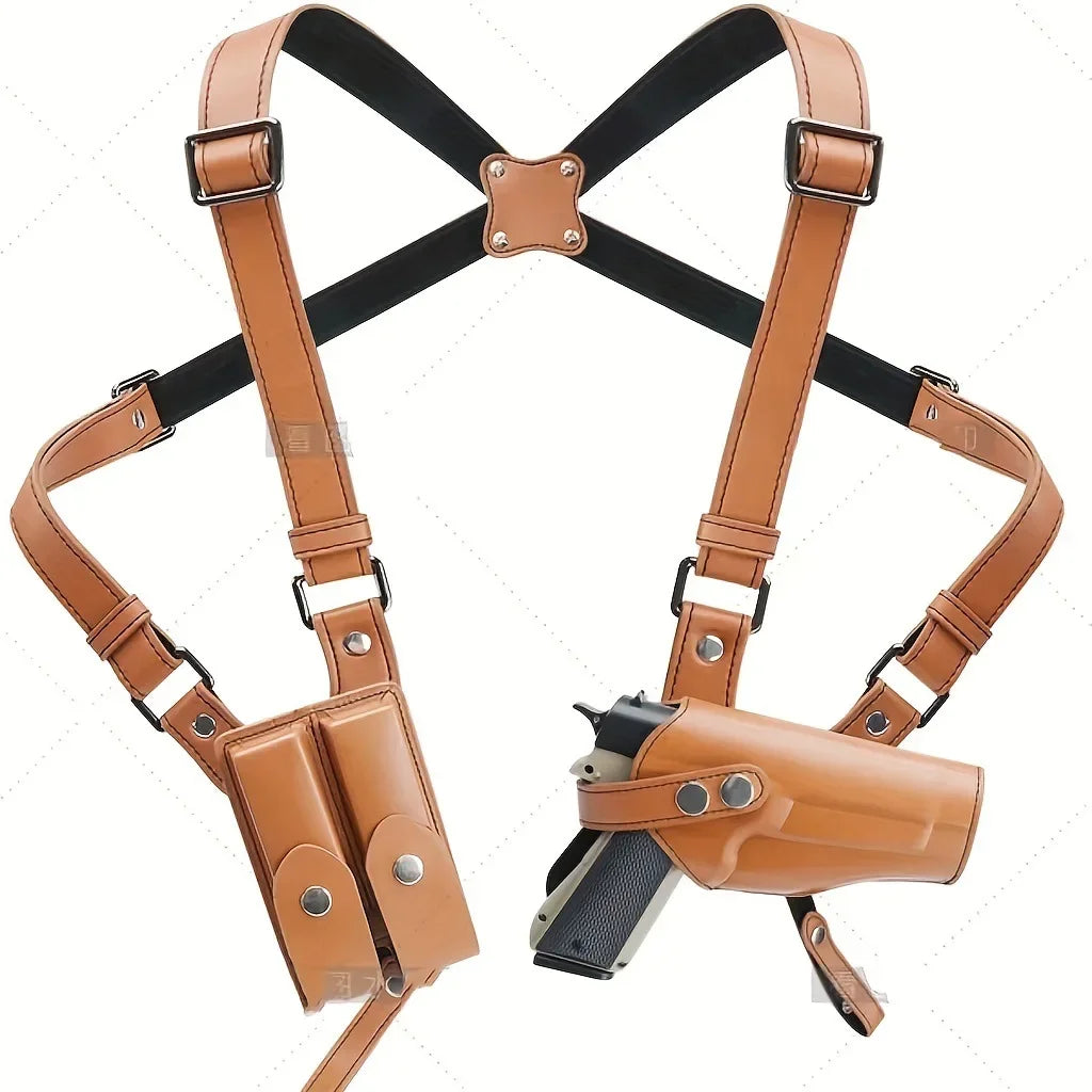New Universal Vertical Shoulder Strap Holster Tactical Underarm Universal G17 Holster Type 92 1911 Leather Gun Bag