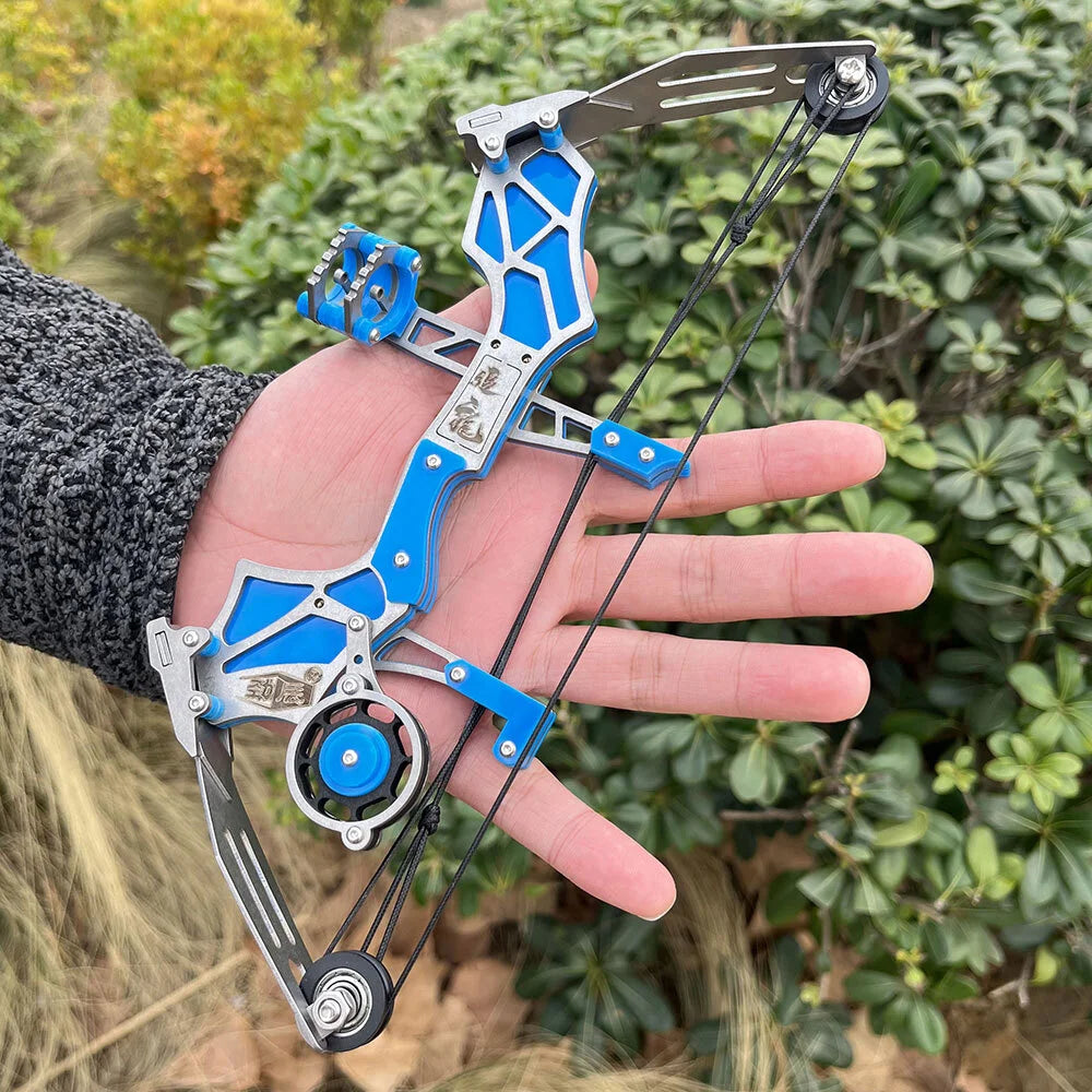 Compound Mini Bow 12lbs 12pcs Arrows Stainless Steel 20-30m Range Small Pulley Bow for Indoor Outdoor Entertainment Gift
