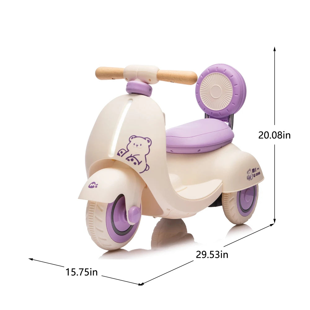 12V Kids Ride On Electric Motorcycle,Toddler Scooter W/Parents Control,Three-Wheel Stable Design,Special Wooden Handle,Smoother Output and Slow Start&Stop,More Suitable For 1-3 Years BABY's First Toy.