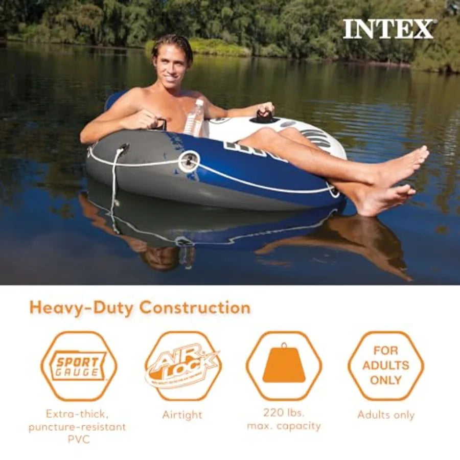 Pool inflatable mega chill II 72-can cooler float and tube with connect-and-float system blue PVC material for raft and ride-on