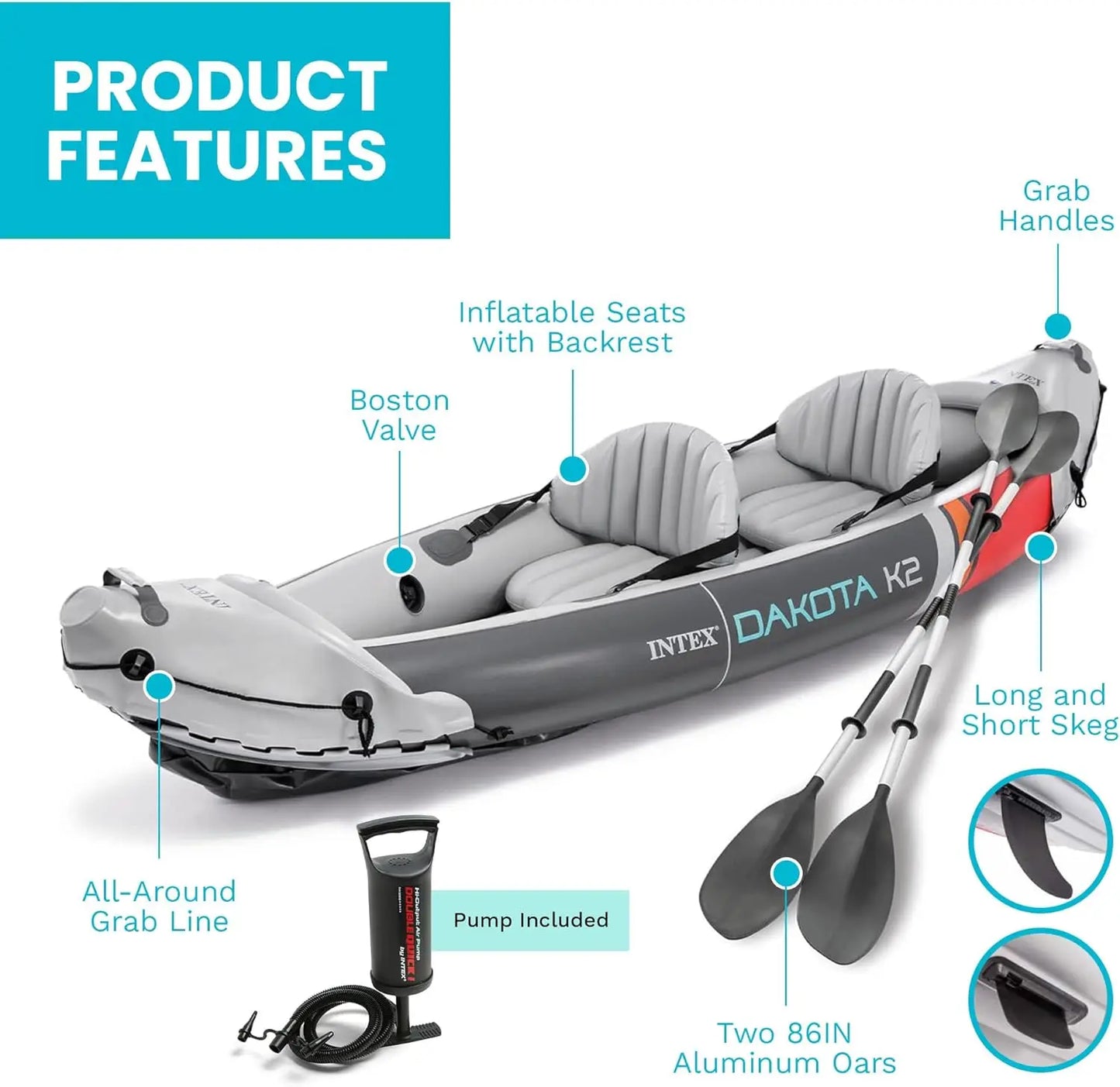 2-Person Inflatable Kayak Set, 10.25ft, 400lb Capacity with Oars & Pump