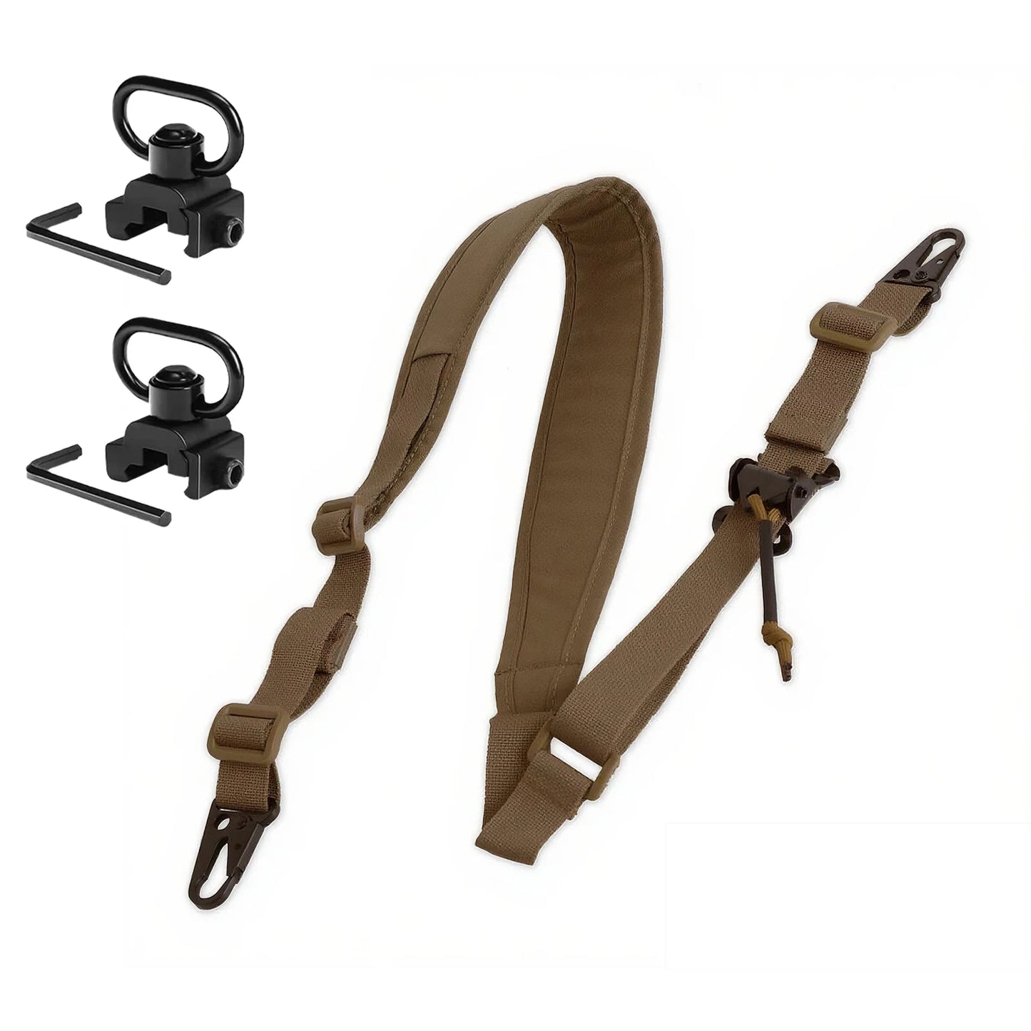 Tactical 2 Point Rifle Sling Strap 2.25" Padded Adjustable Shoulder Strap Shooting Hunting Accessories w/ QD mount for Picatinny