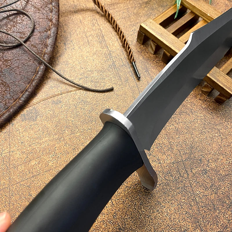 Waterdrop head straight knife, carbon steel chuck blade, rubber handle, canvas cover, hunting, camping, survival, outdoor knife