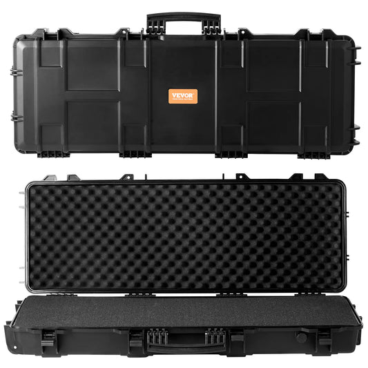 Rifle Hard Case Portable Long Gun Storage Suitcase with 2 Casters Shockproof & Waterproof Airsoft Rifle Protective Case