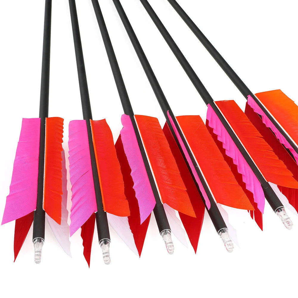 Carbon Arrows 12pcs 31.5inch Spine 500 OD7.8mm Turkey Feather Vanes for Outdoor Hunting Shooting Compound Recurve Bow