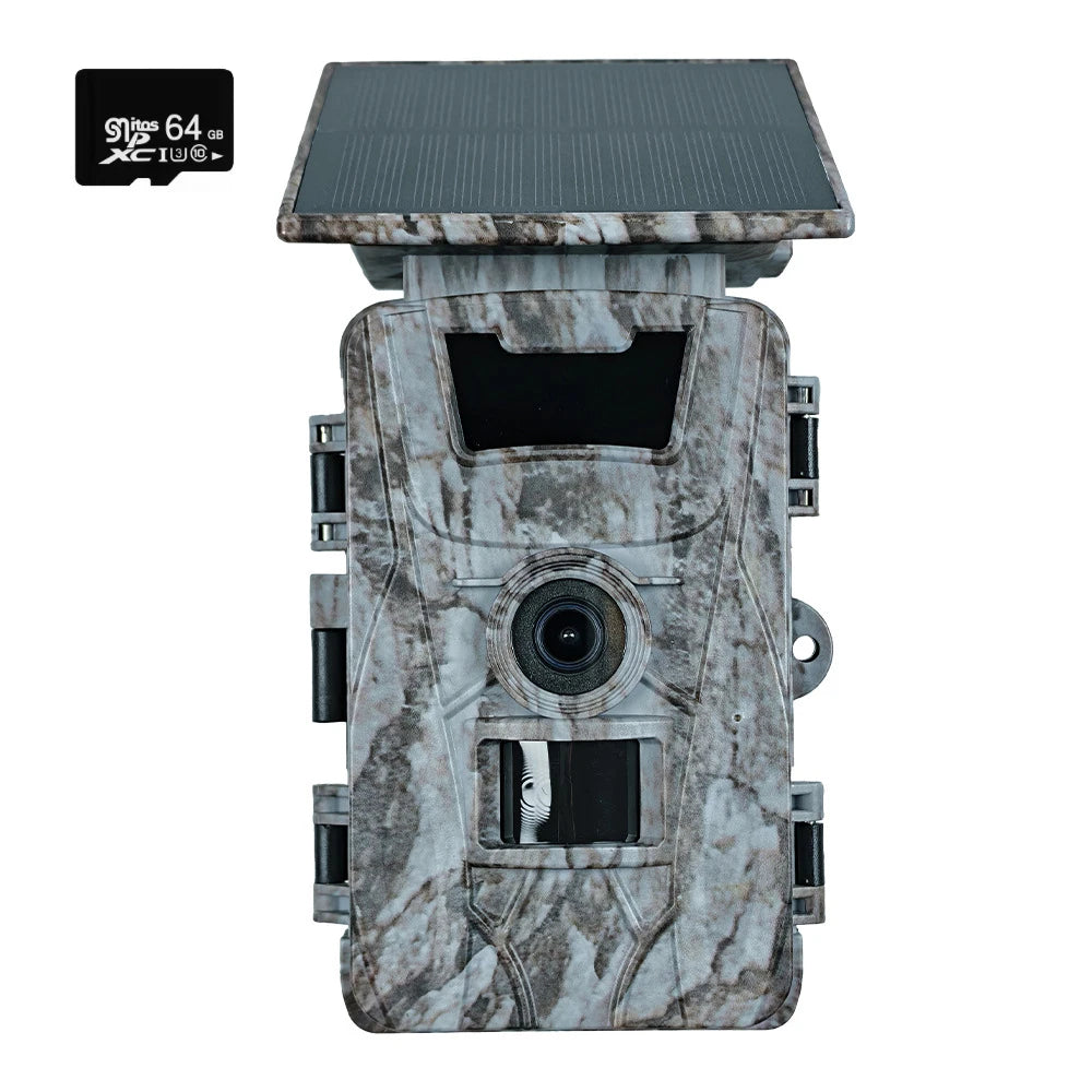 Solar Wildlife WiFi Cameras 60MP 4K Video Trail Camera App Control 0.2s Motion Activated Hunting Monitoring with 5200mAh Battery