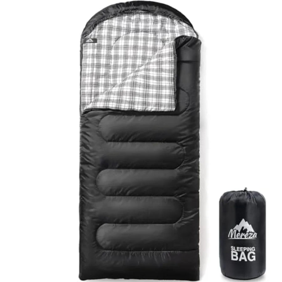 Flannel Sleeping Bag for Adults XL, Large Wide Sleeping Bags for Camping Mens Warm Cotton Sleeping Bag 4 Season Warm and Cool W