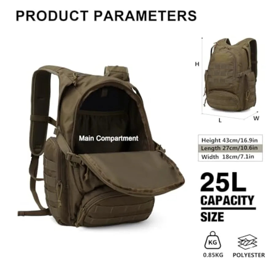 25L Tactical Backpacks with 2.5 Liter Hydration Bladder