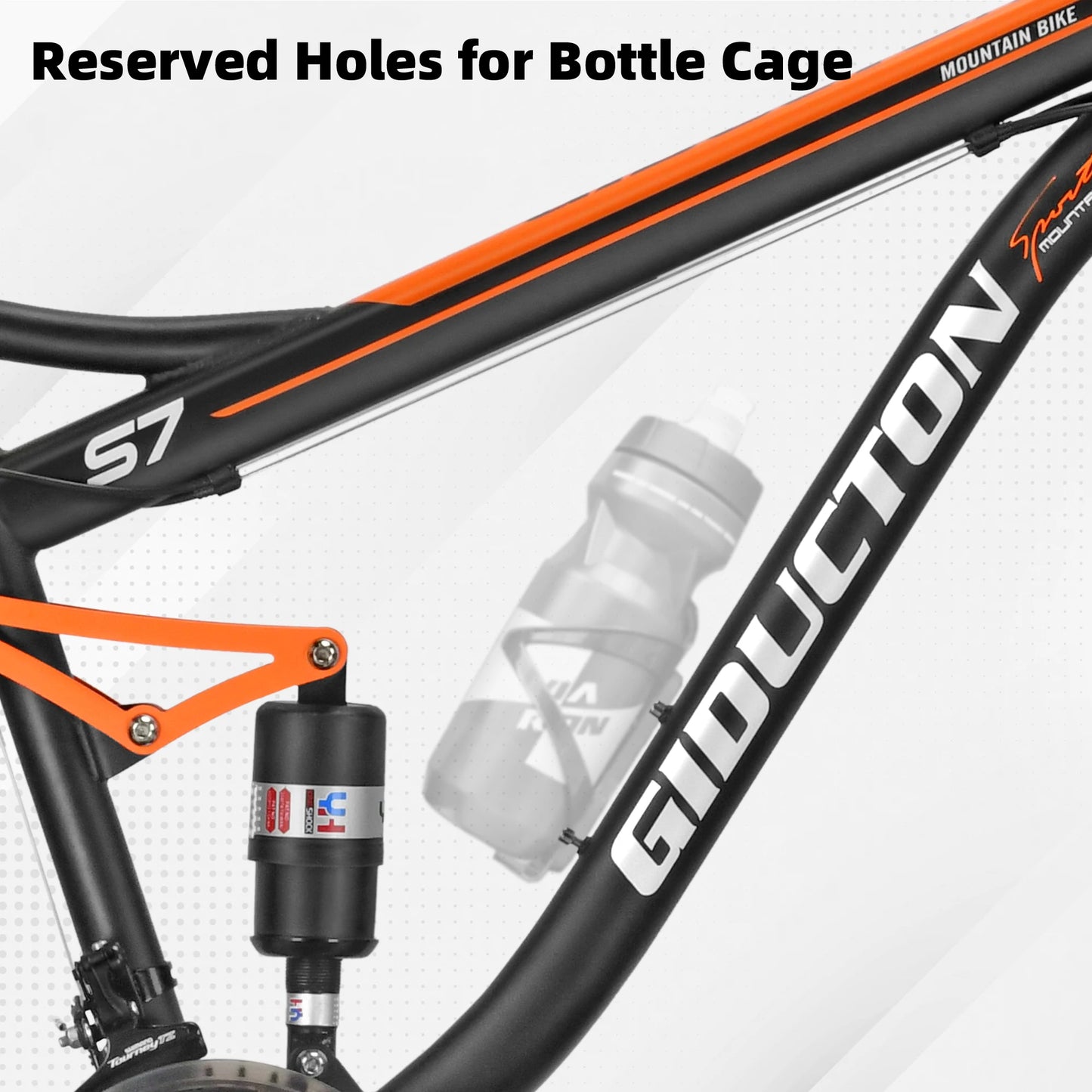 27.5 Inch Mountain Bike for Adults, Mens Women Full Suspension Mountain Bike, 21 Speed, Dual Disk Brakes, Orange