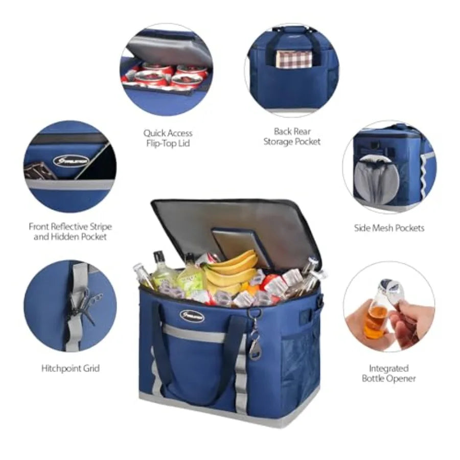 Collapsible Soft Cooler Bag, // s Beach Cooler with Flip Top Lid, Ice Chest, Leakproof and Portable for Beach, Camping, Road Tr