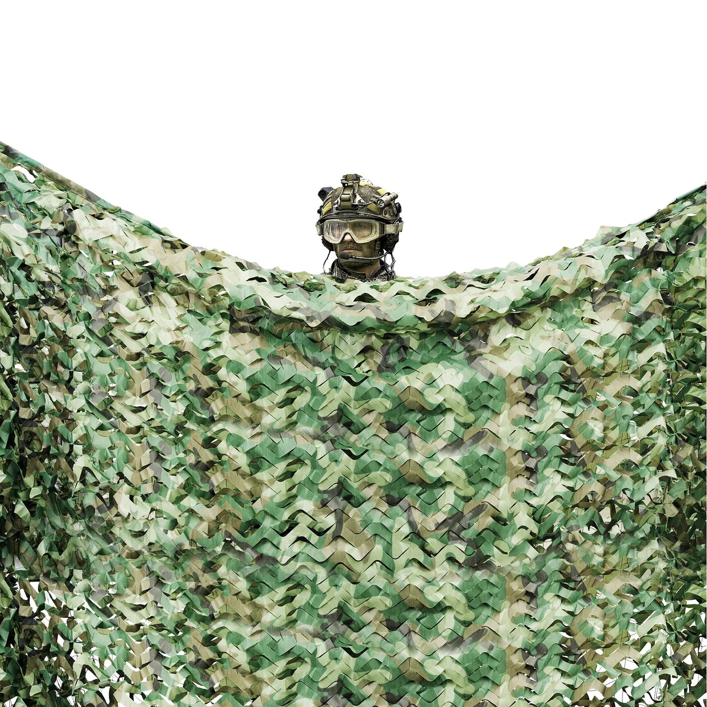 Military Camouflage Net, 6x8m Netting for Hunting Blind, Double Stitched Edge, Lightweight Portable with Ropes
