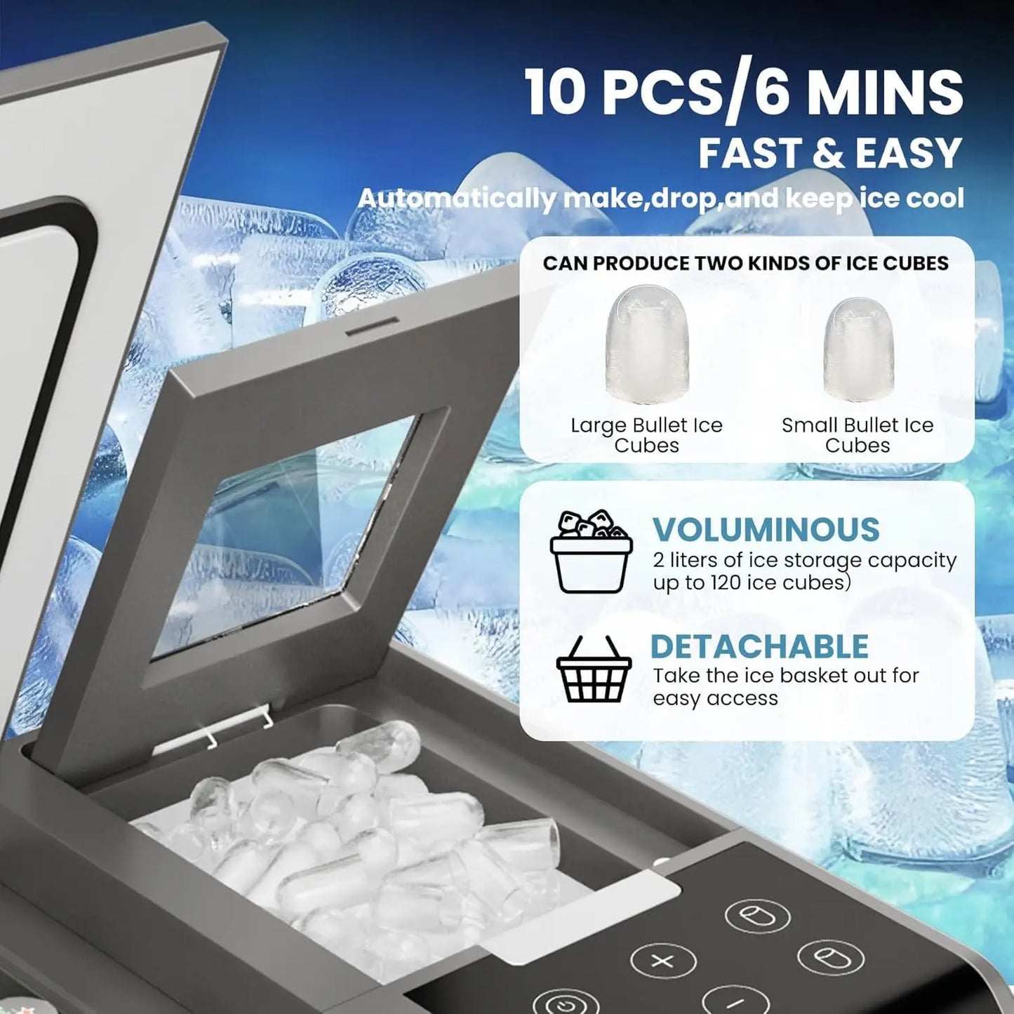 Refrigerator with Ice Maker Car Fridge 40 Quart Portable Freezer Compressor Cooler 12V DC 110~240V AC for Travel Camping -4℉-68℉