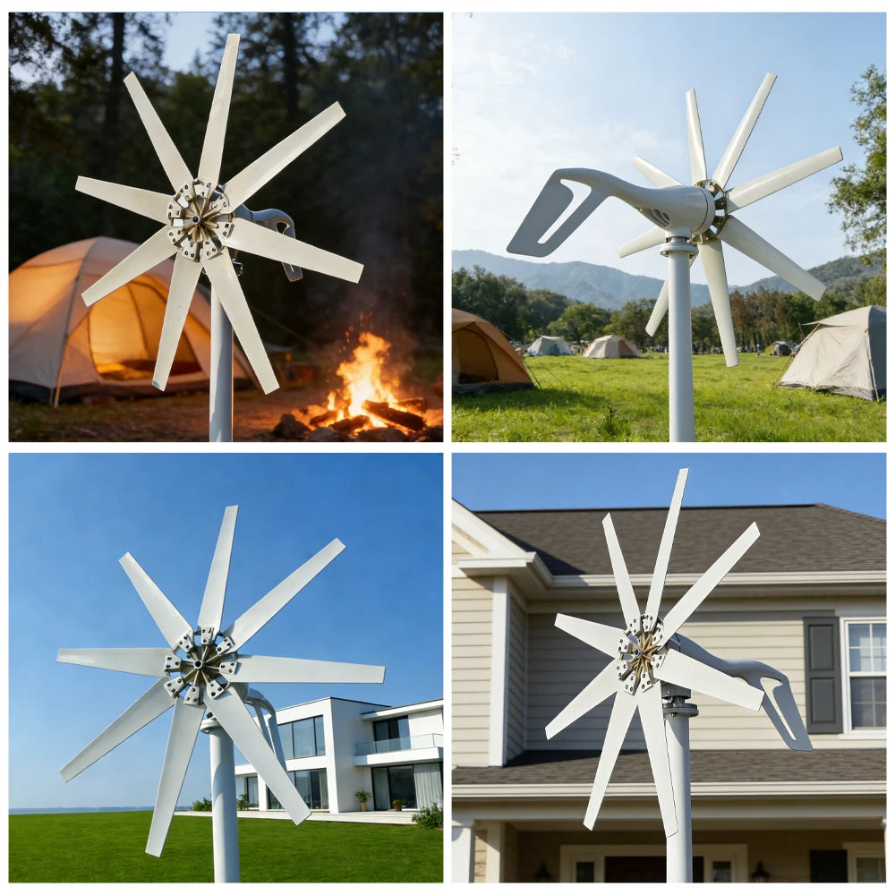 US Delivery of 3000W Horizontal Turbine 12V/24V/48V Low-Noise Household 220V From