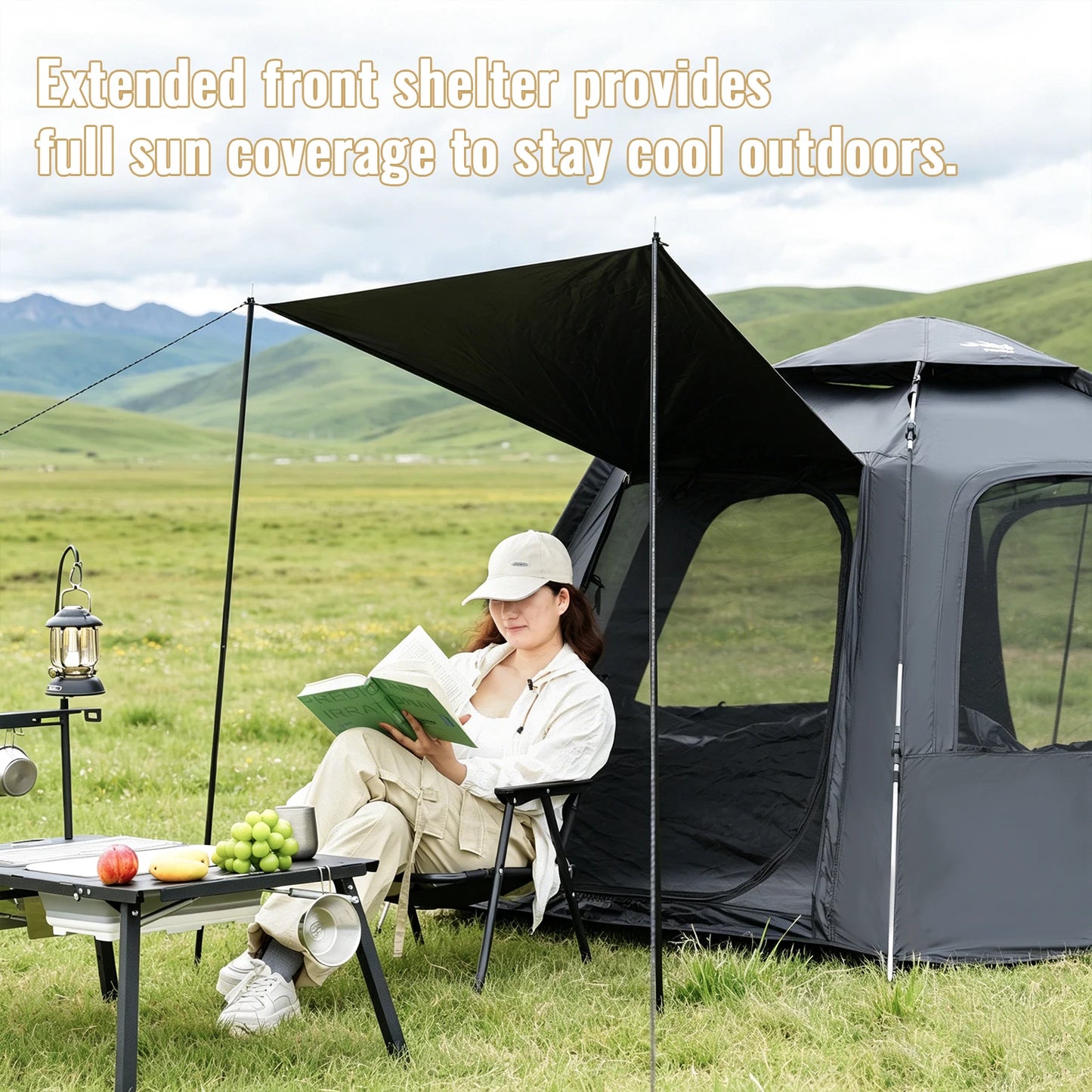 PAKICETUS Dome Camping Tent 2-5 Person Instant Setup 1 Minute Easy Assembly Double Doors Lightweight Portable Backpacking Tent for Outdoor Hiking Travel